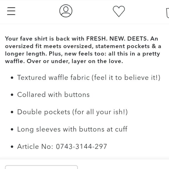 🆕️NWT Aerie LumberJane Waffle Shirt in 'Dark Maple', Size Medium - Picture 14 of 14